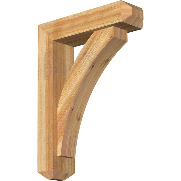 Ekena Millwork Thorton Craftsman Rough Sawn Bracket w/ Offset Brace, Western Red Cedar, 6"W x 22"D x 30"H BKT0604X22X30THR04RWR - main